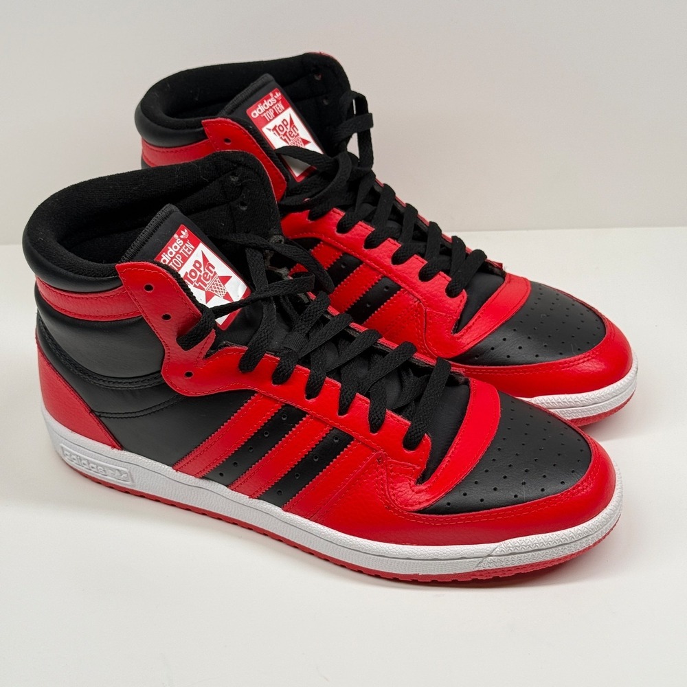 Adidas Top Ten RB Sneaker High Top Lace Up Red Black Leather Retro Size 11.5